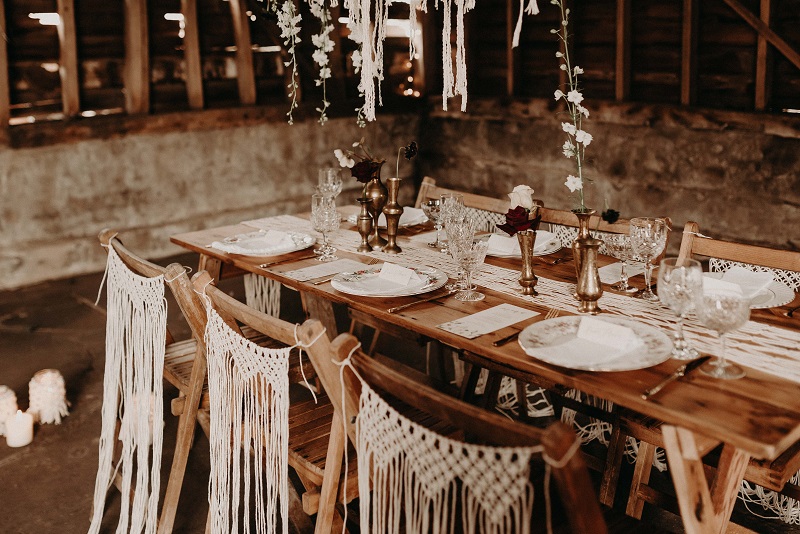 Vintage crockery hire for barn wedding