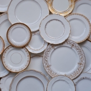 White and gold crockery