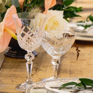 Crystal wine glass hire in Sussex for weddings
